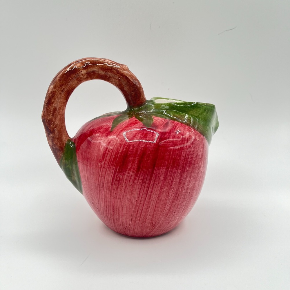 Vintage Italian Handmade Majolica Apple Shaped Pitcher 32 oz‎